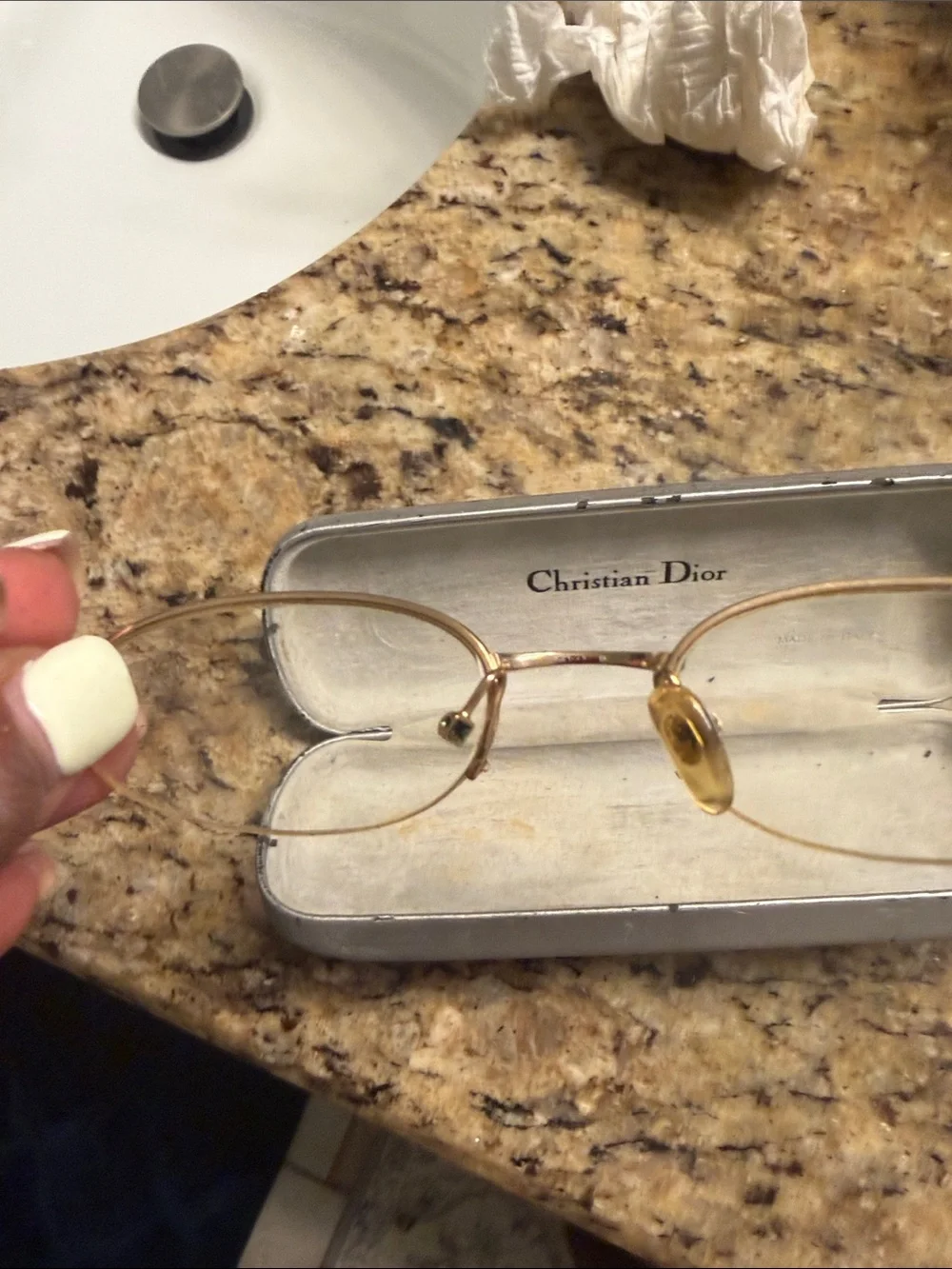 Vintage Christian Dior Gold Rimless Oval Women's Glasses
